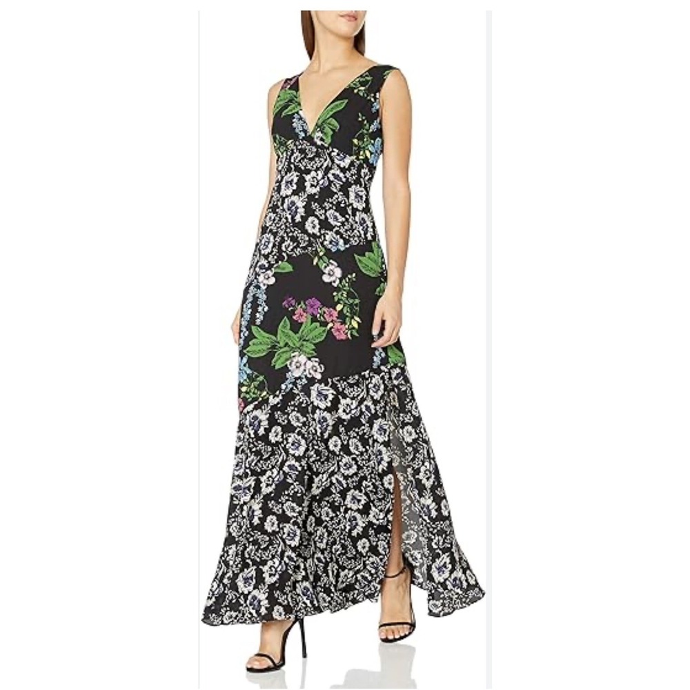 NWT Sam Edelman Flowered Floral Boho Mixed Media Maxi Multi Color Dress Size 10